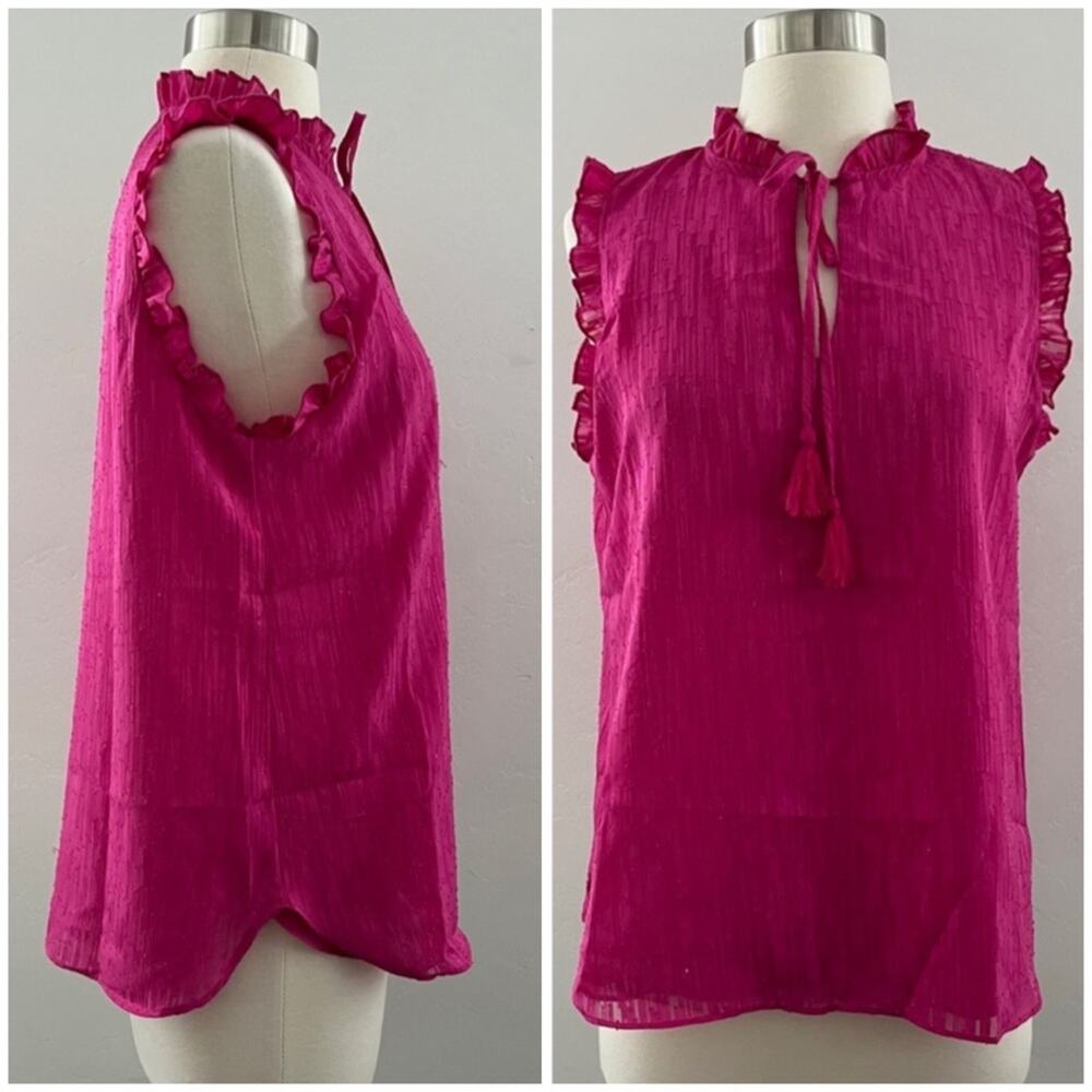 Joie Top Women's Small Pink Sleeveless Ruffle Tassels Lightweight Office NWT